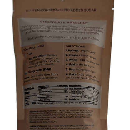 Back of a brown package with text and nutritional information on a white background
